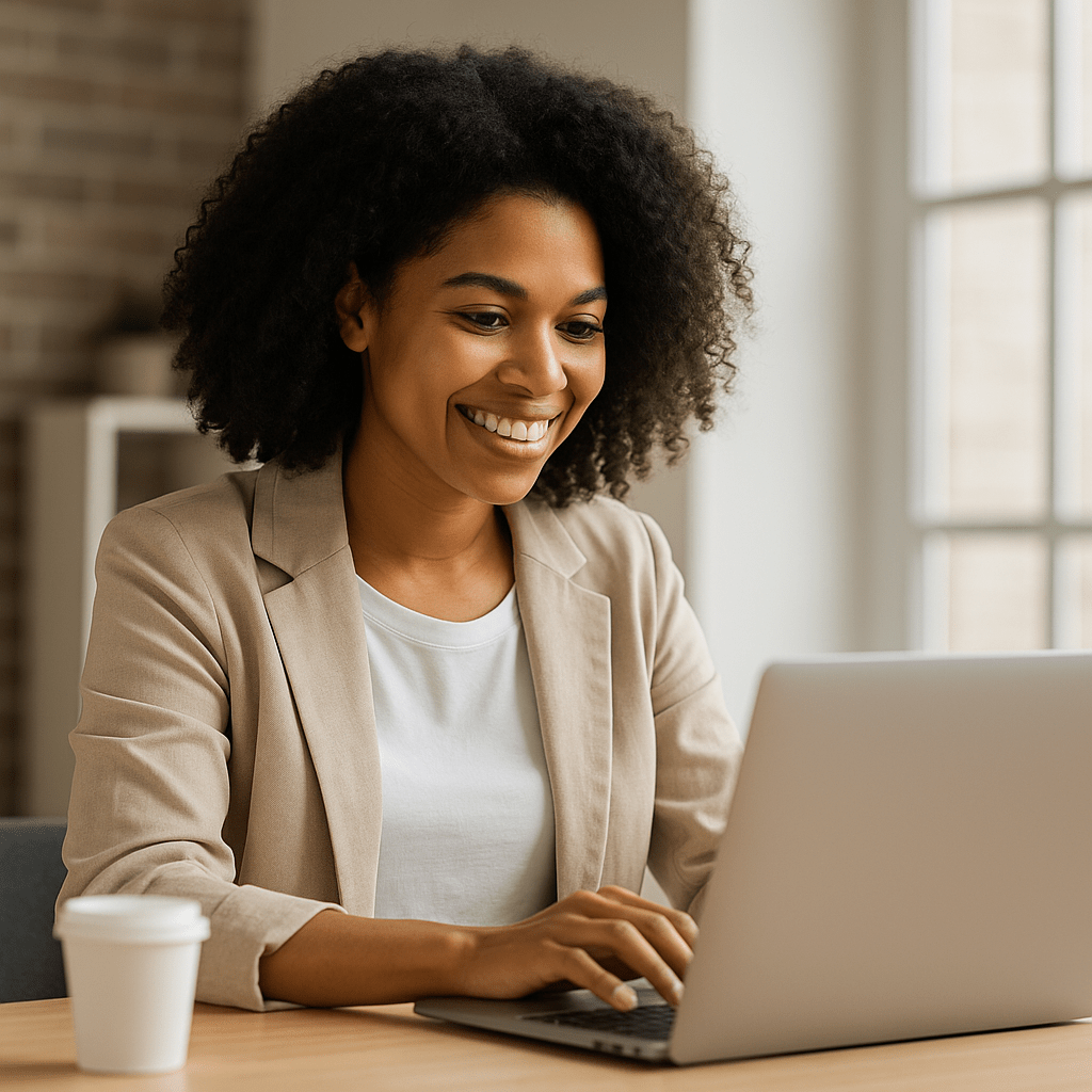 woman working on a laptop