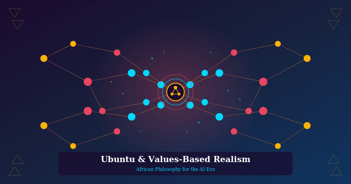 Interconnected network of nodes — representing Ubuntu's relational philosophy where people are constituted through their relationships with others