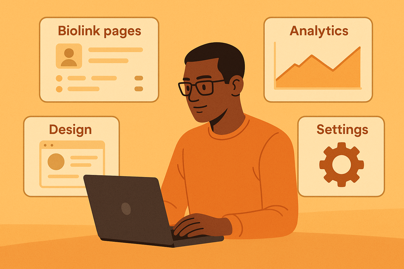 Acalytica dashboard, biolink page setup