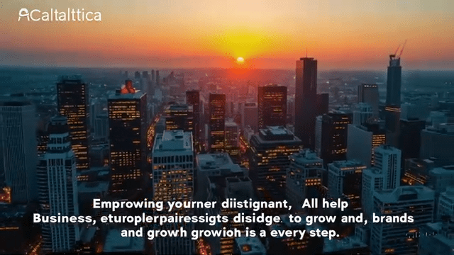 Aerial view of a bustling city skyline with the sun rising in the background.