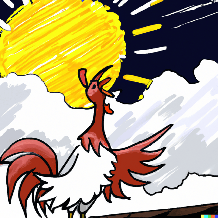 rooster and sunrise analogy,