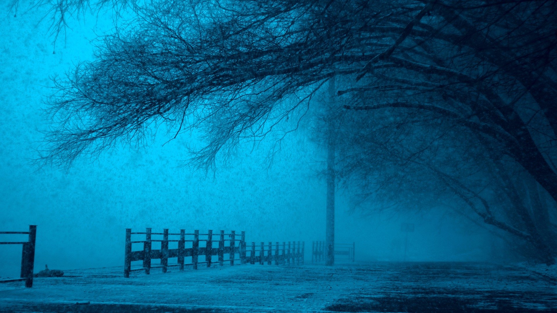a fence on a cold and snowy day