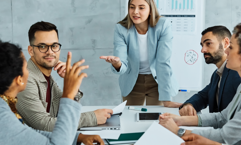 business people in a boardroom planning