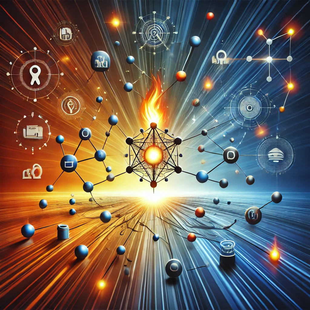 A dynamic and visually engaging illustration representing entrepreneurial ecosystems.