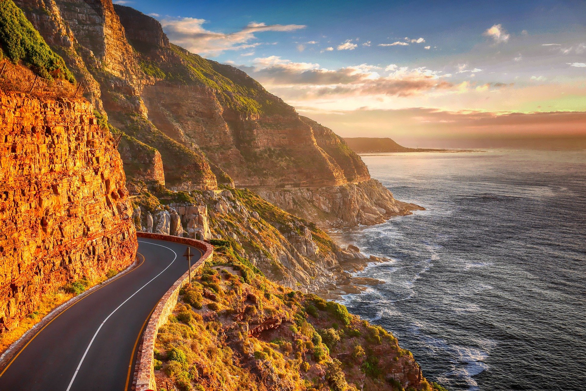 road-coast-cliff-sunset-mountains