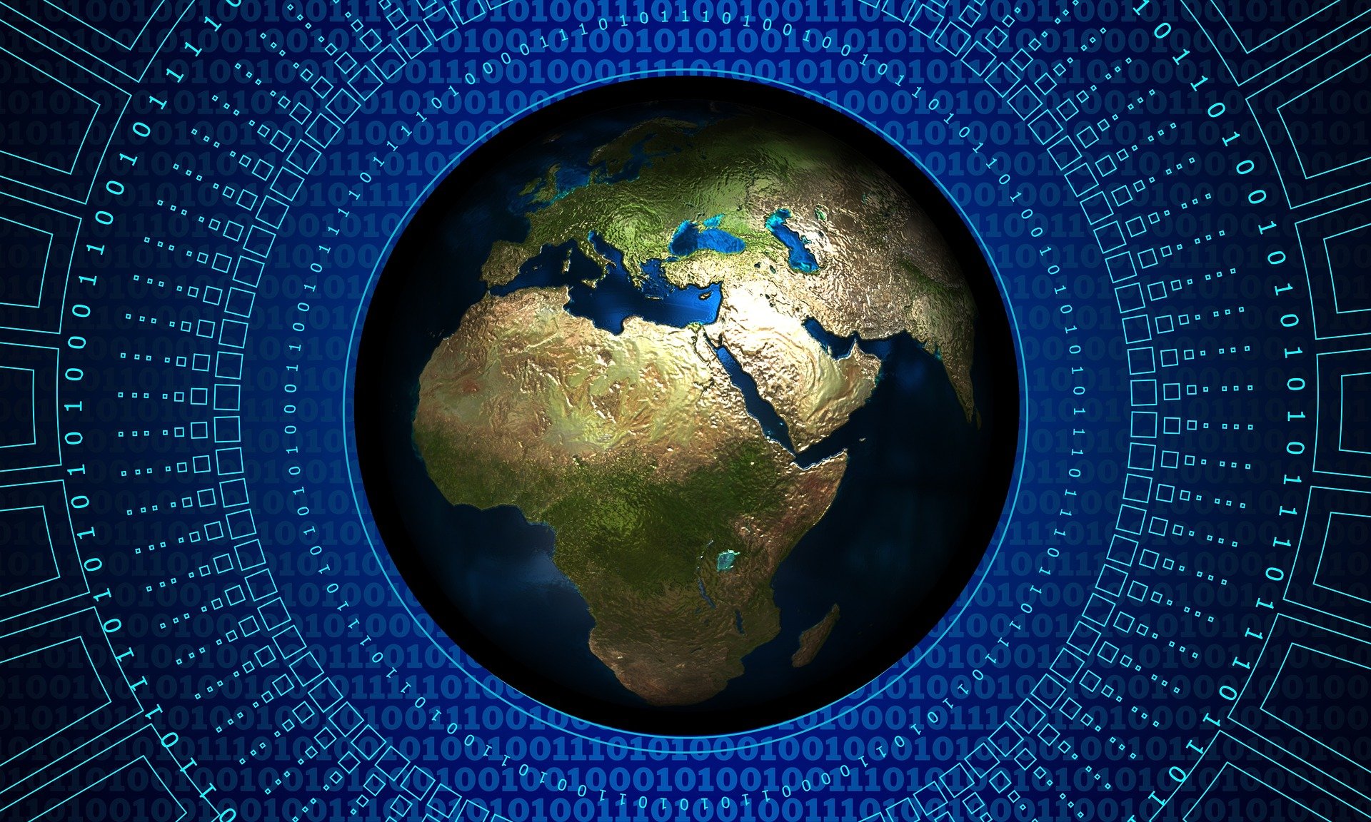 Earth surrounded by code but code-free