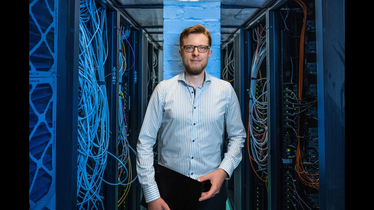 man in a data centre